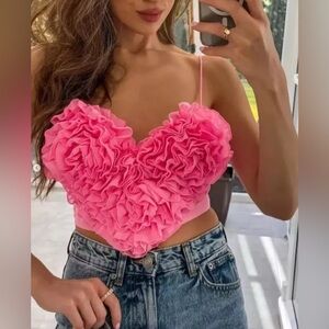 Zara VOLUMINOUS HEART CROP TOP